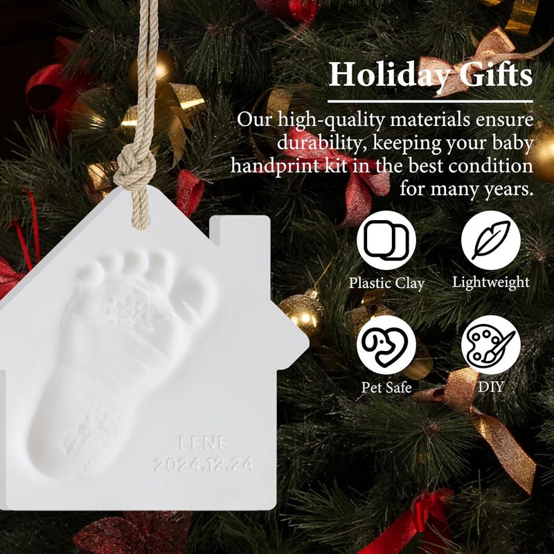 kimitimi Baby Handprint Footprint Keepsake Ornament Kit, Personalized Baby Foot Printing Kit for Newborn Clay Impression Handmade DIY Imagination to Create - Image 3